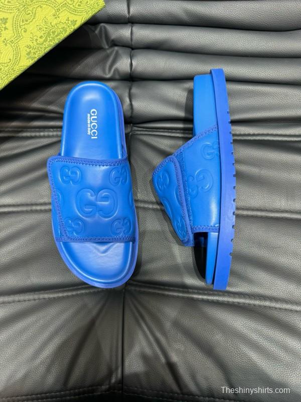 2024 Slippers Gucci Blue Leather Slippers MJ00200
