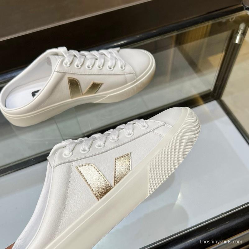 2025 Women VEJA White Canvas Leather Sneakers Slip-On Casual MJ00240