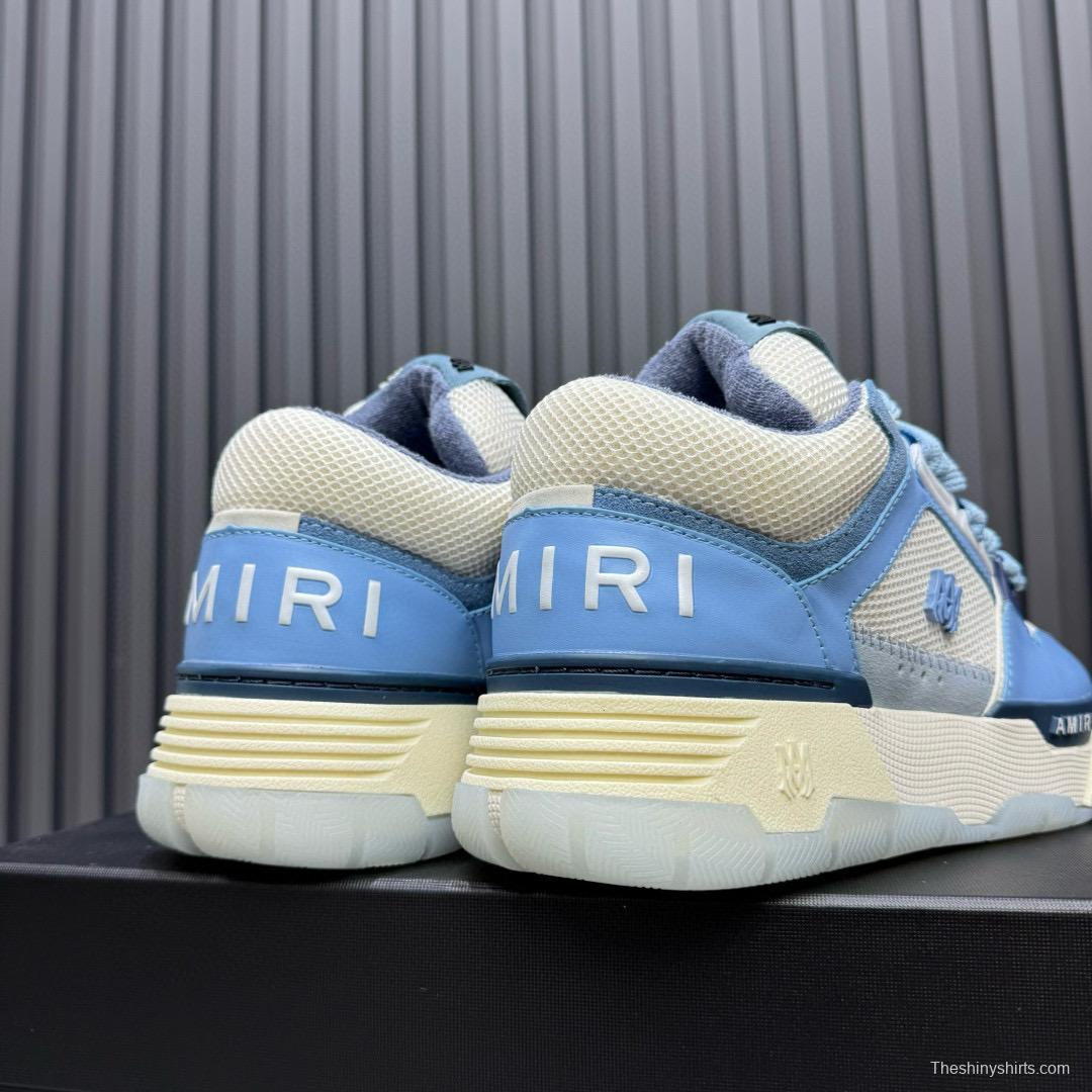 2024 Unisex Amiri Light Blue White Leather Sneakers MJ00360