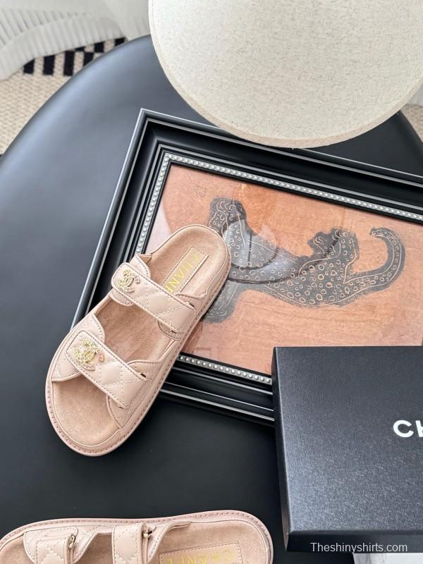2025 Women Chanel Beige Leather Sandals LY00310