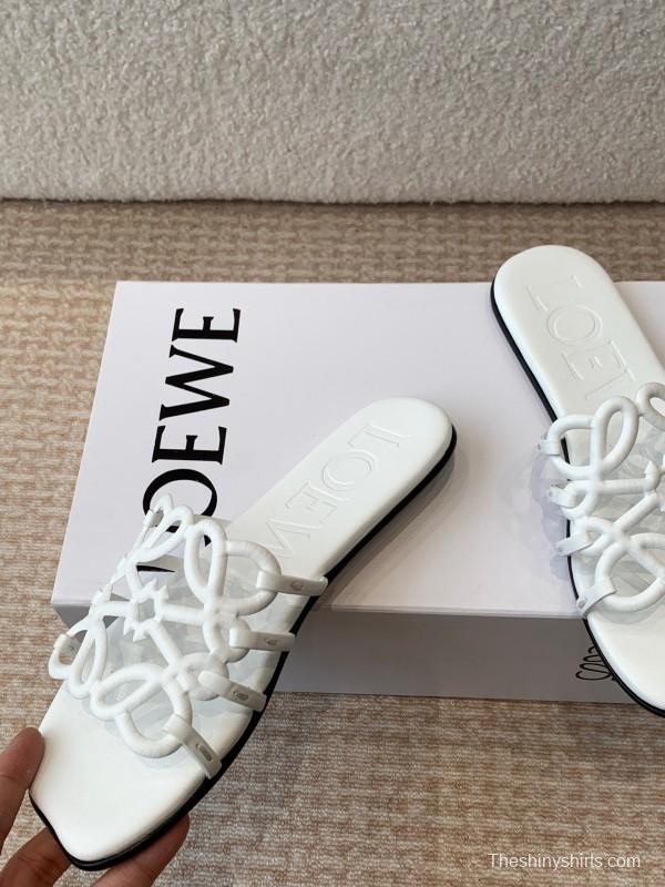 2025 Loewe White Leather Slippers