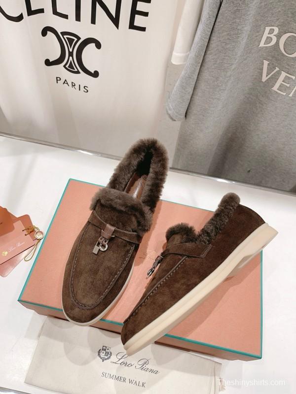 2024 Women Le Parmentier Brown Suede Shearling Loafer MJ00310
