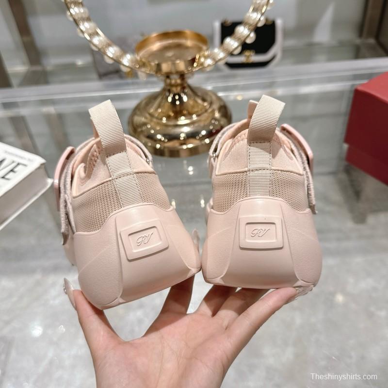2025 Women RV Pink Knit Suede Sneakers LY00400