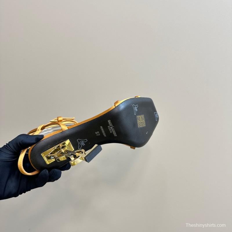 2025 Women Yves Saint Laurent Yellow Pink Leather High Heel Sandals MJ00290