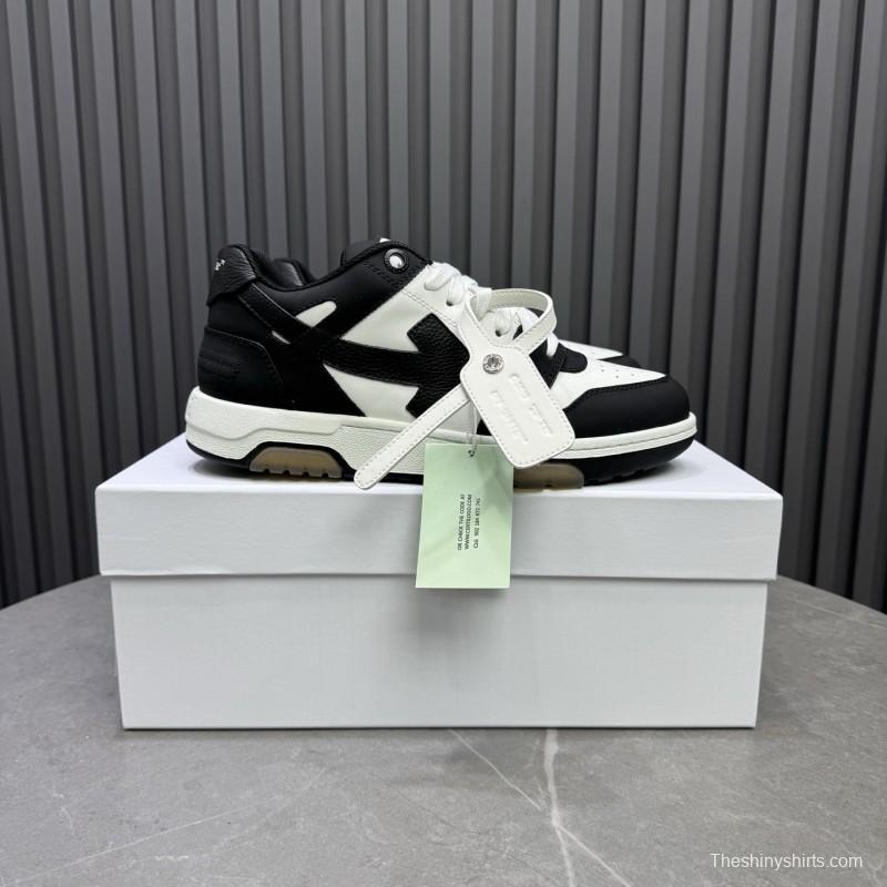 2025 Unisex Off-White Black White Leather Sneakers KFY00310(F/W)
