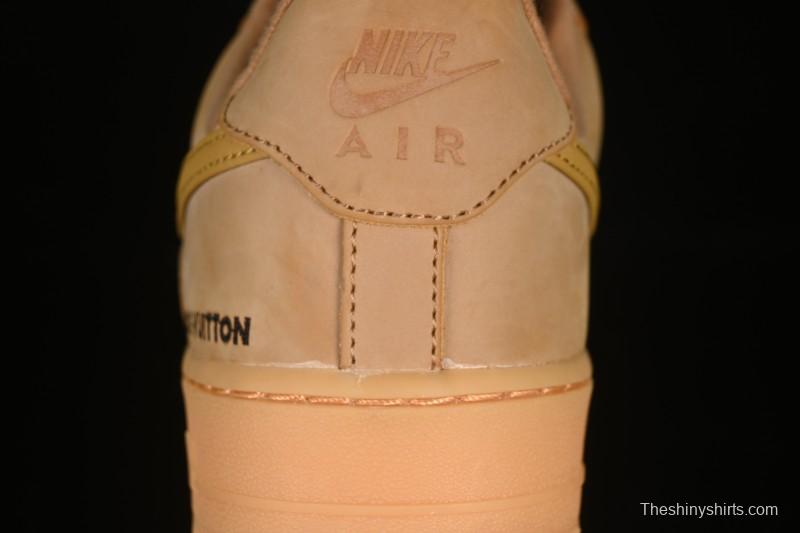 Louis Vuitton x Nike Air Force 1 '07 Low Casual Sneakers with Monogram Print in Wheat - CJ9179-200