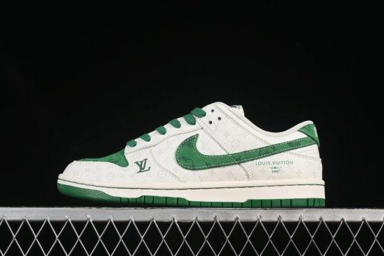 Nike SB Dunk Low LV Collaboration Green Denim Anniversary High-End Custom Low-Top Casual Skate Shoes - SC9772-805