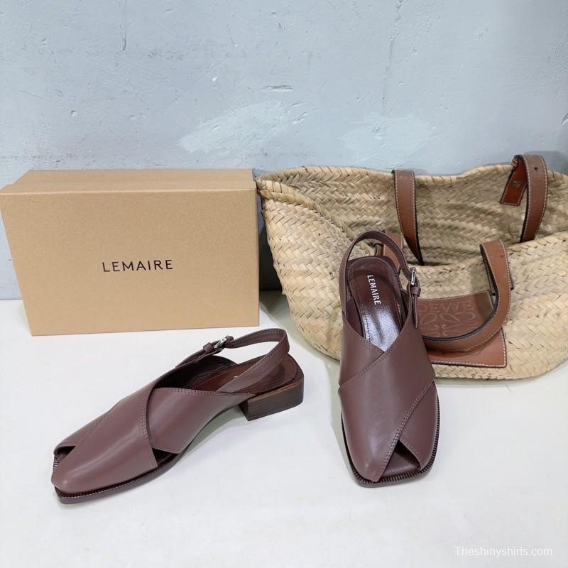 2025 Women Lemaire Brown Leather Sandals KFY00310