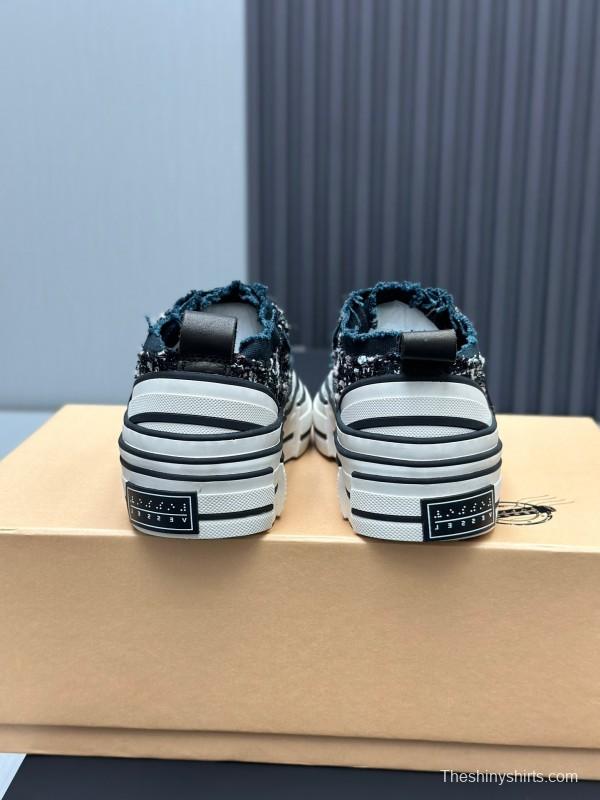 2025 Unisex XVESSEL Black White Canvas Platform Vulcanized Sneakers AS00260