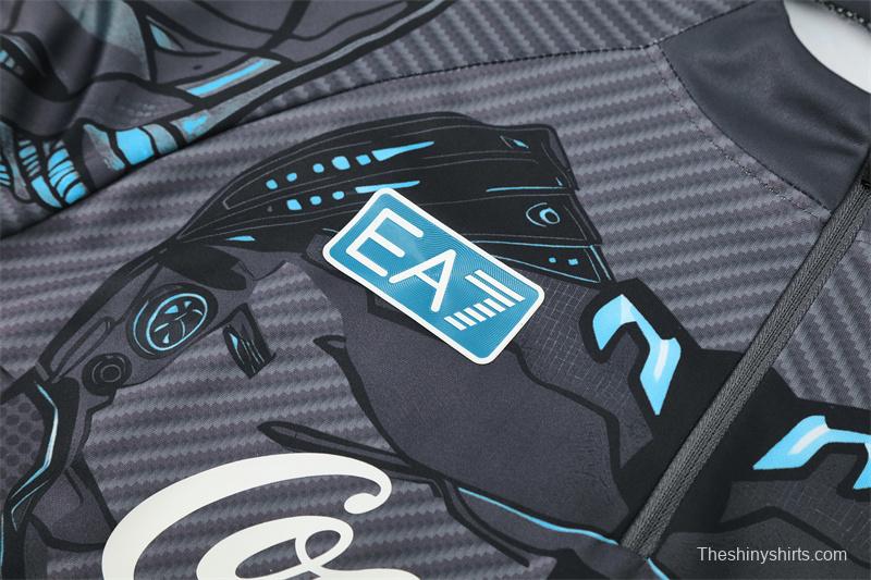 25/26 Napoli Black Grey Camouflage Half Zipper Jacket+Long Pants