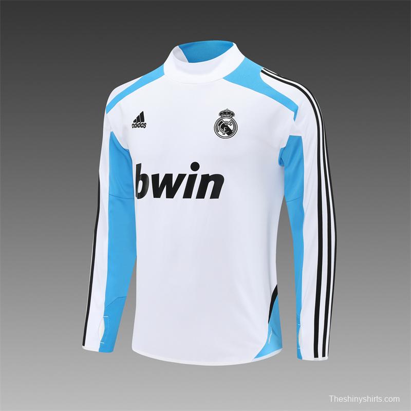 Retro 12/13 Real Madrid White/Blue Half Zipper Jacket+Long Pants