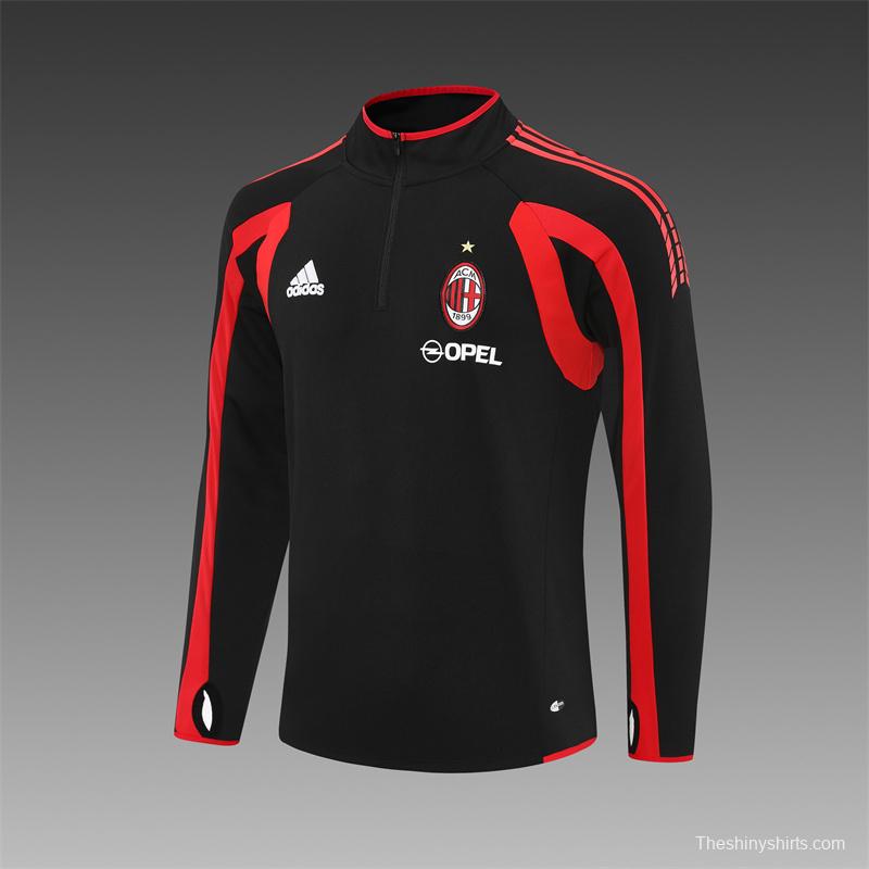 Retro 05/06 AC Milan Black Half Zipper Jacket+Long Pants