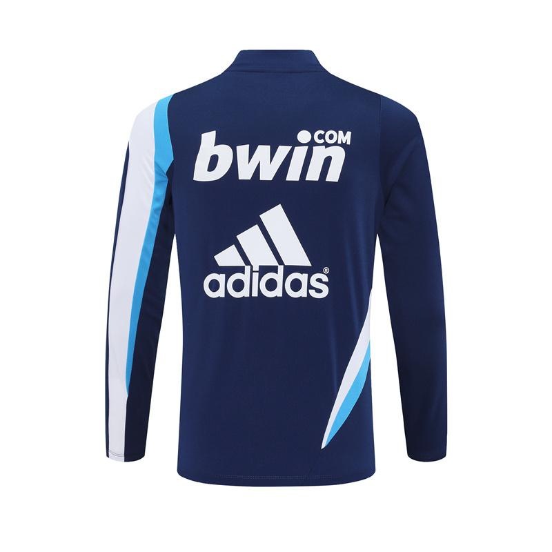 Retro 09/10 Real Madrid Royal Blue Half Zipper Jacket+Long Pants