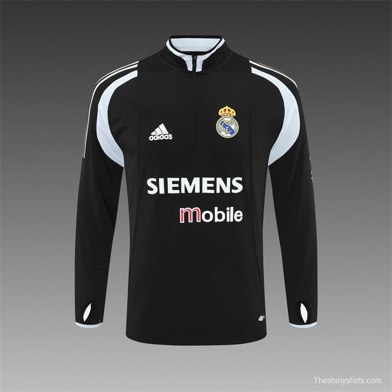 Retro 04/05 Real Madrid Black Half Zipper Jacket+Long Pants