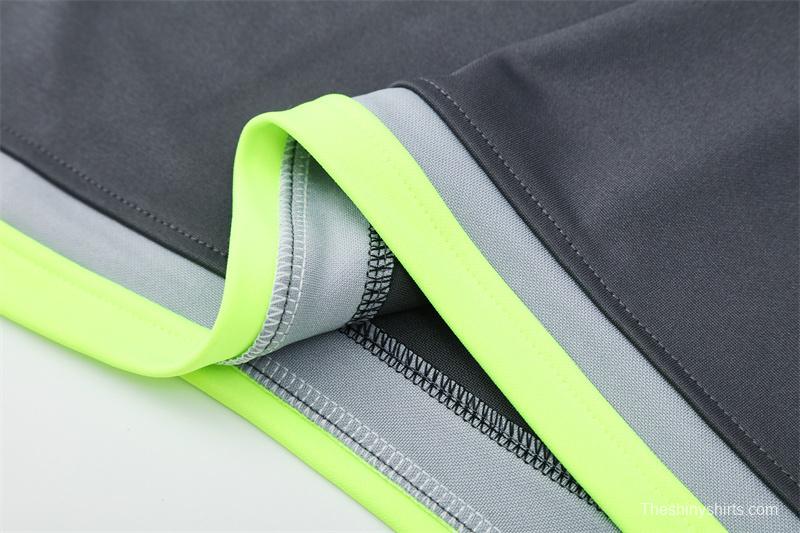 Retro 15/16 Real Madrid Dark Grey Half Zipper Jacket+Long Pants