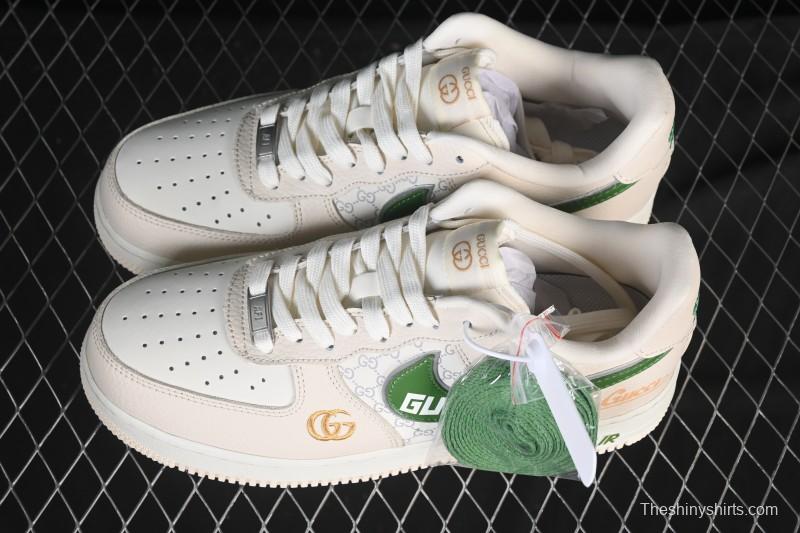 Nike Air Force 1 '07 Low Gucci Collaboration White Brown Green Casual Sneakers - YF9511-804