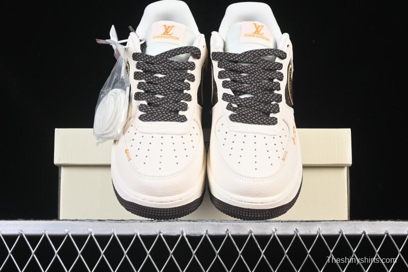 Nike Air Force 1 '07 Low LV Collaboration Beige Brown Patchwork Casual Sneakers - DD1982-302