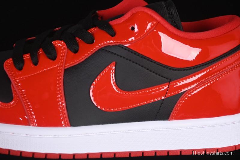 Nike Air Jordan 1 Low AJ1 Patent Leather Black Red Low-Top Casual Sneakers HV4089-006