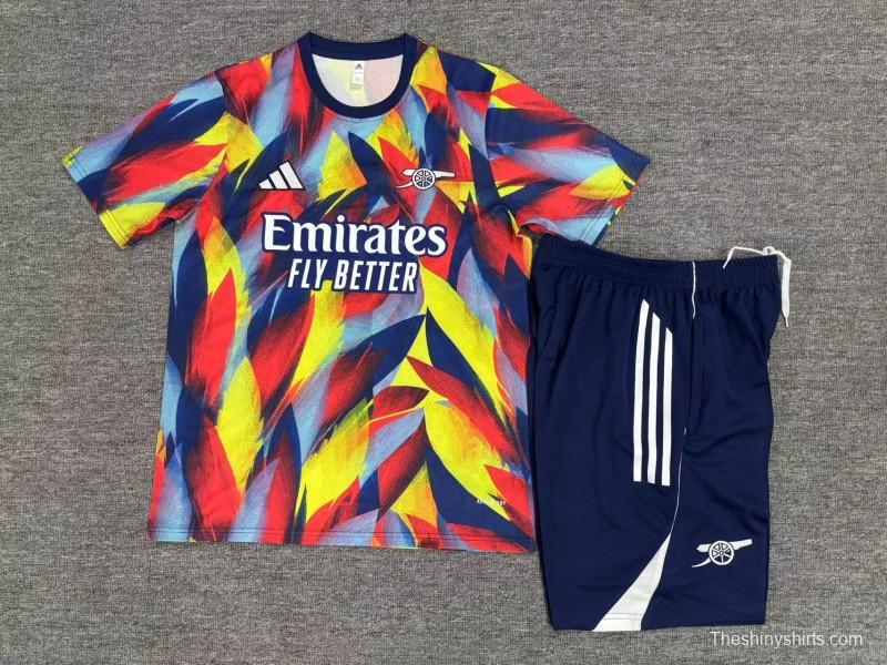 25/26 Kids Arsenal Yellow Red Camouflage Short Sleeve Jersey+Shorts