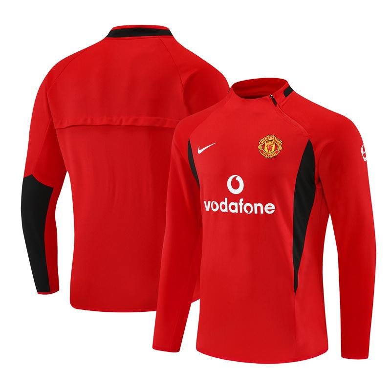 Retro 02/03 Manchester United Red Half Zipper Jacket+Long Pants