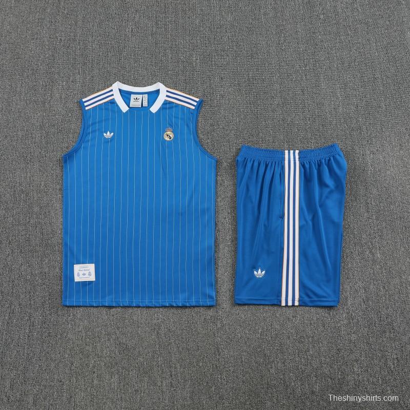 25/26 Real Madrid Adidas Original Blue Vest Jersey+Shorts