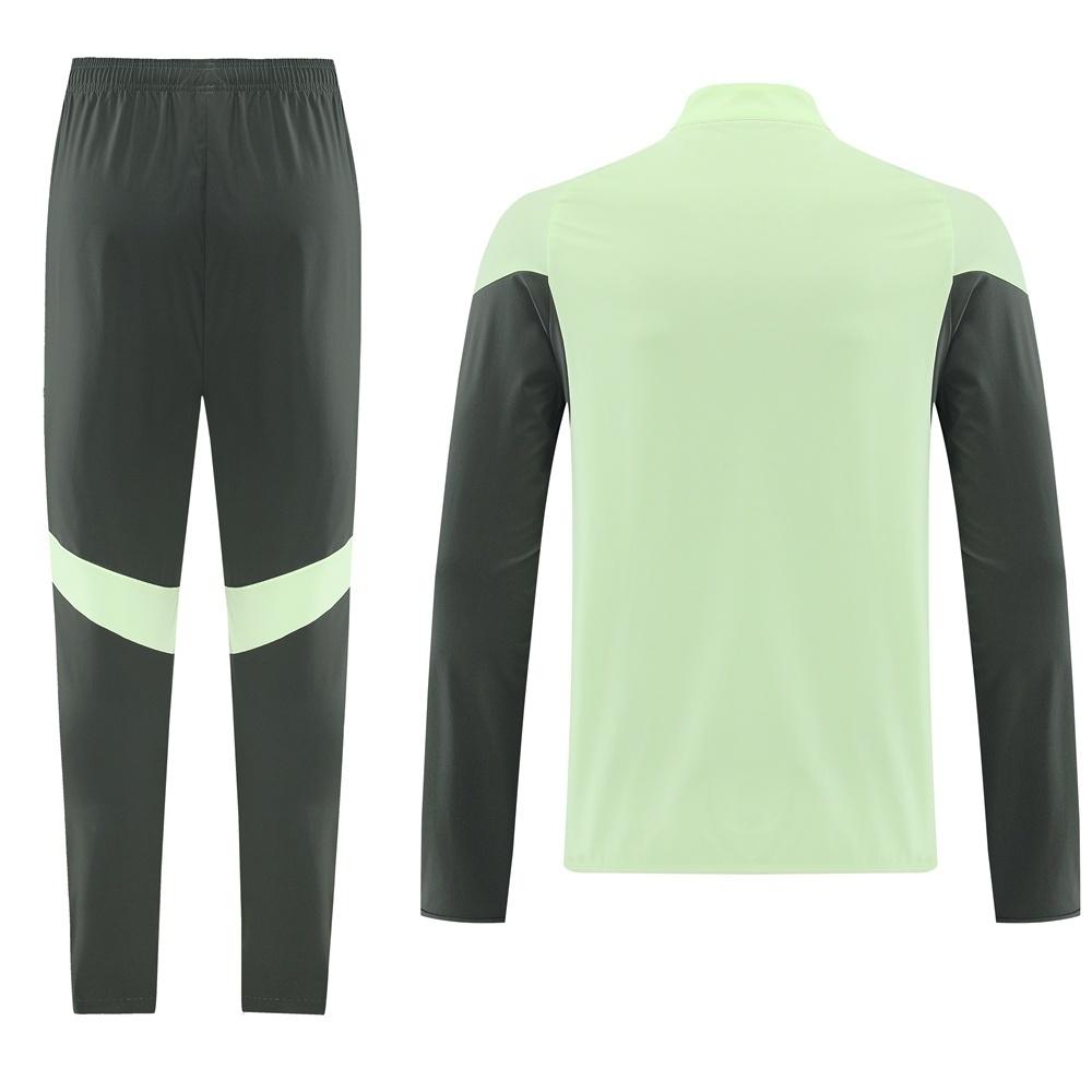 25/26 Real Madrid Light Green Half Zipper Jacket+Long Pants S-3XL