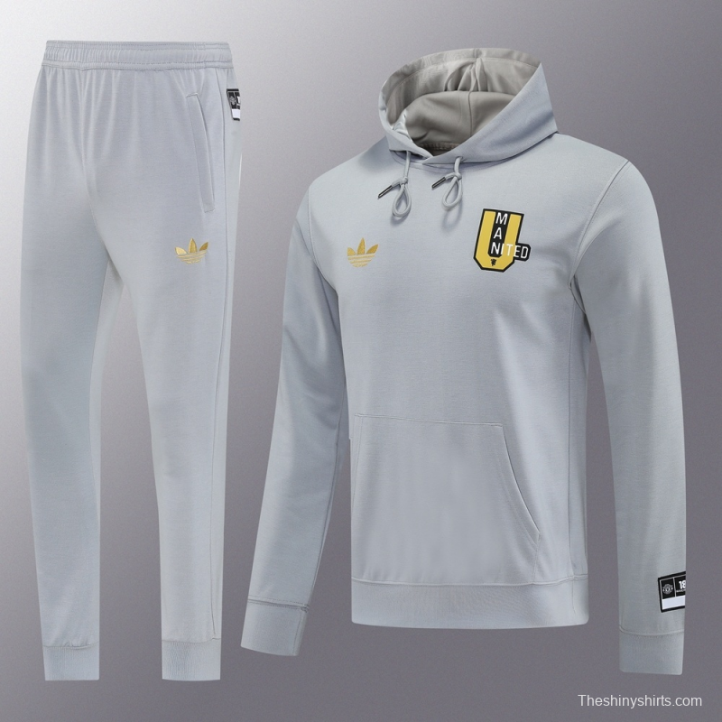 25/26 Manchester United Gray Half Zipper Jacket+Long Pants S-2XL