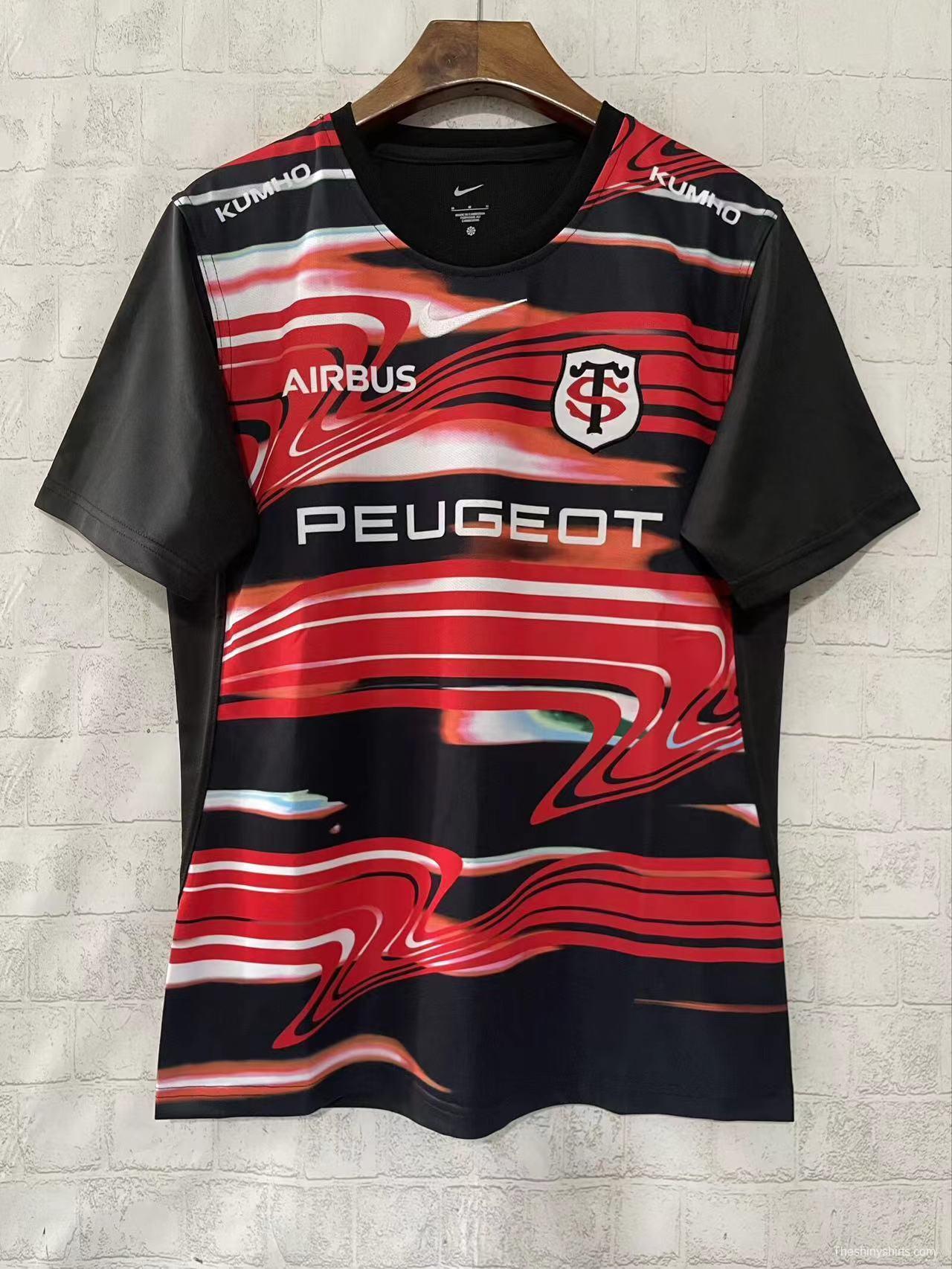 25/26 Toulouse Rugby Black with Red Lightning Stripes Jersey