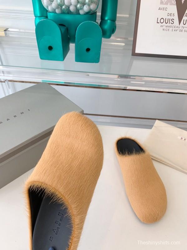 Marni 2025/SS Mule Shoes with Pony Hair Design - LY00