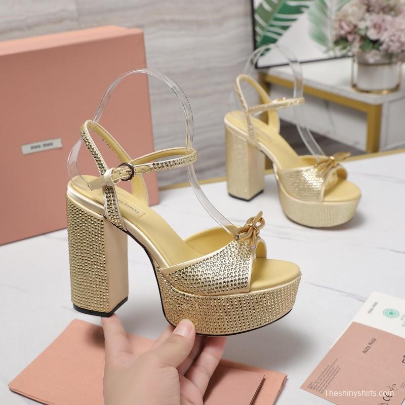 MIUMIU Bling Bling Swarovski Crystal Sandals with 11.5cm Heel - KFY00340