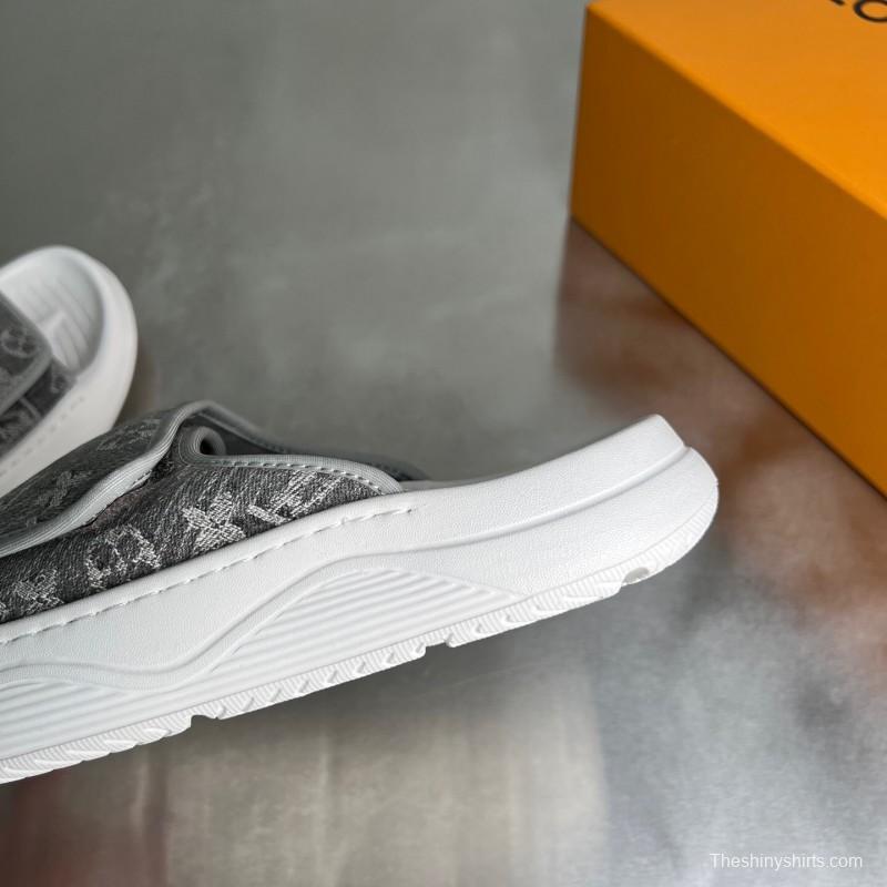 Louis Vuitton Miami Mule Slippers with Hook and Loop Fastener - YC