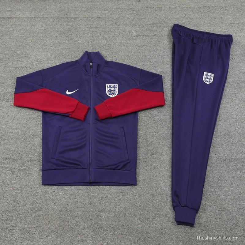 24/25  England Purple Full zipper Jacket Tracksuit+ long pants